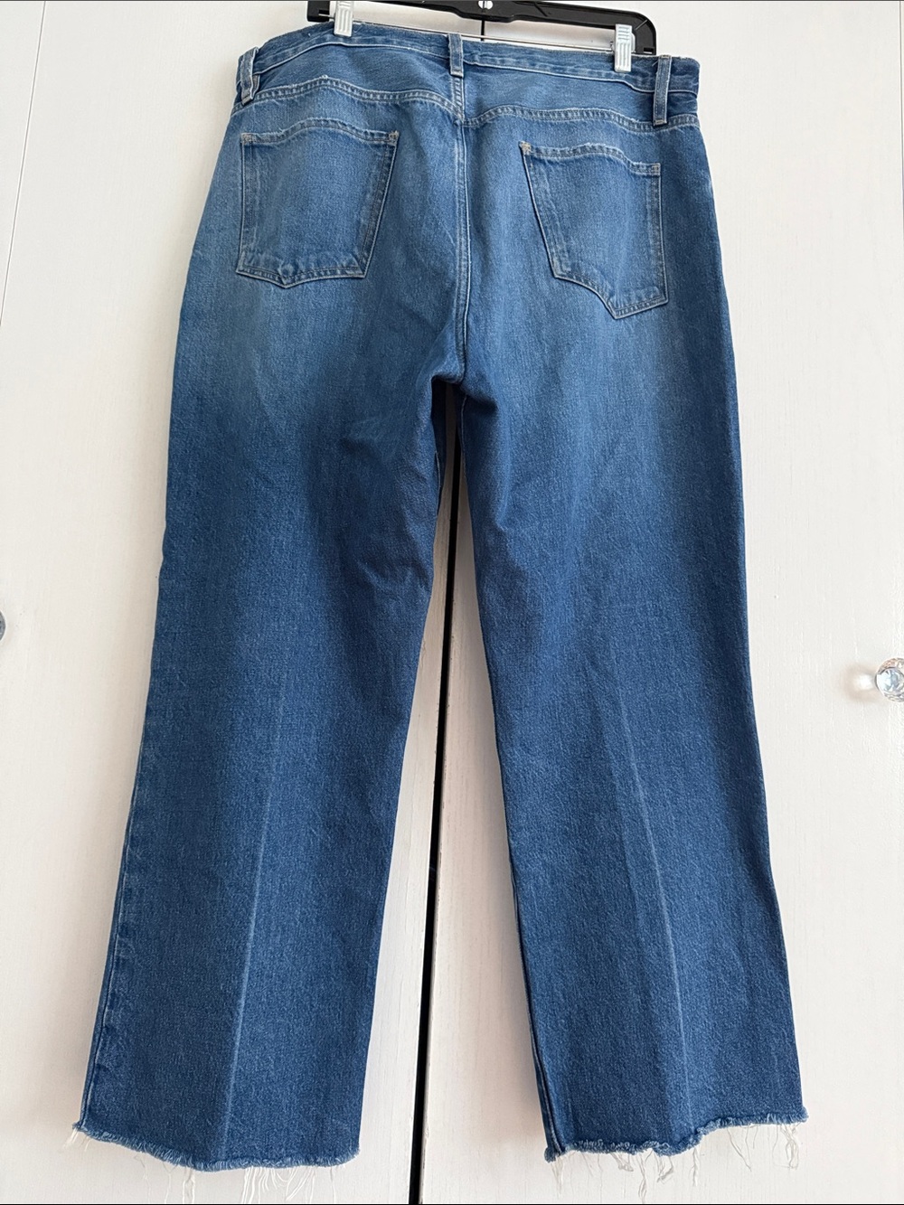 Frame Le Jane Crop High-Rise Raw Fray Hem Straight Leg Denim Jeans Cotton Sz 32 - Picture 4 of 15